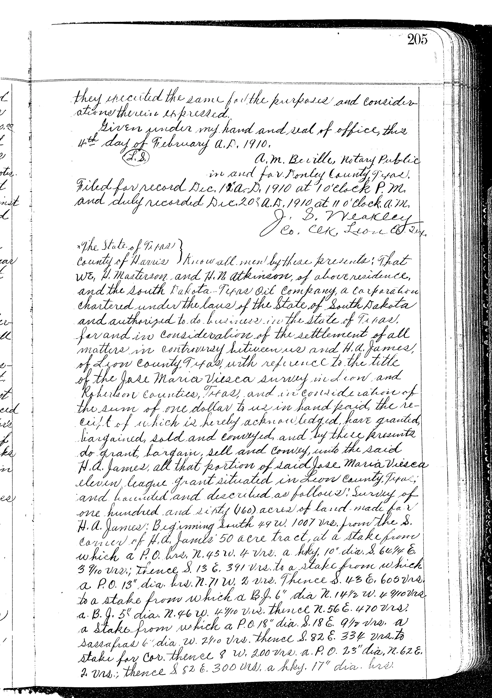 South Dakota Texas Oil Co - Recorded Deed (Vol. 30, Page 205)